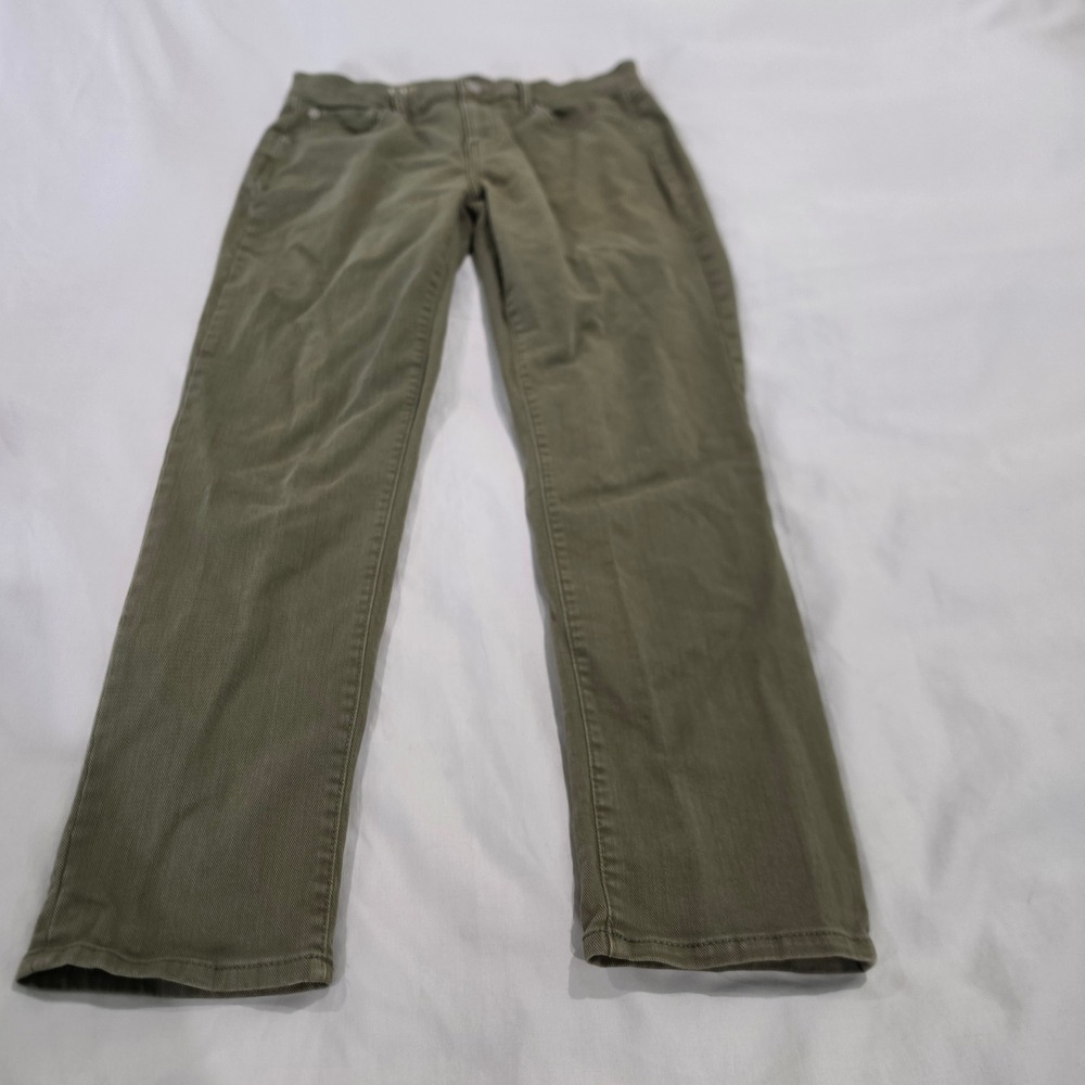 Gap 1969 Girlfriend Pants Womens 27r Olive Green Excellent Stretch Chino